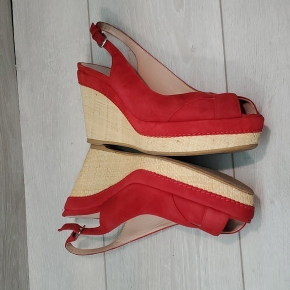 Stuart Weitzman Womens Ankle Suede Slingback Wedge Sandals shoes sz 7.5M - Picture 10 of 13